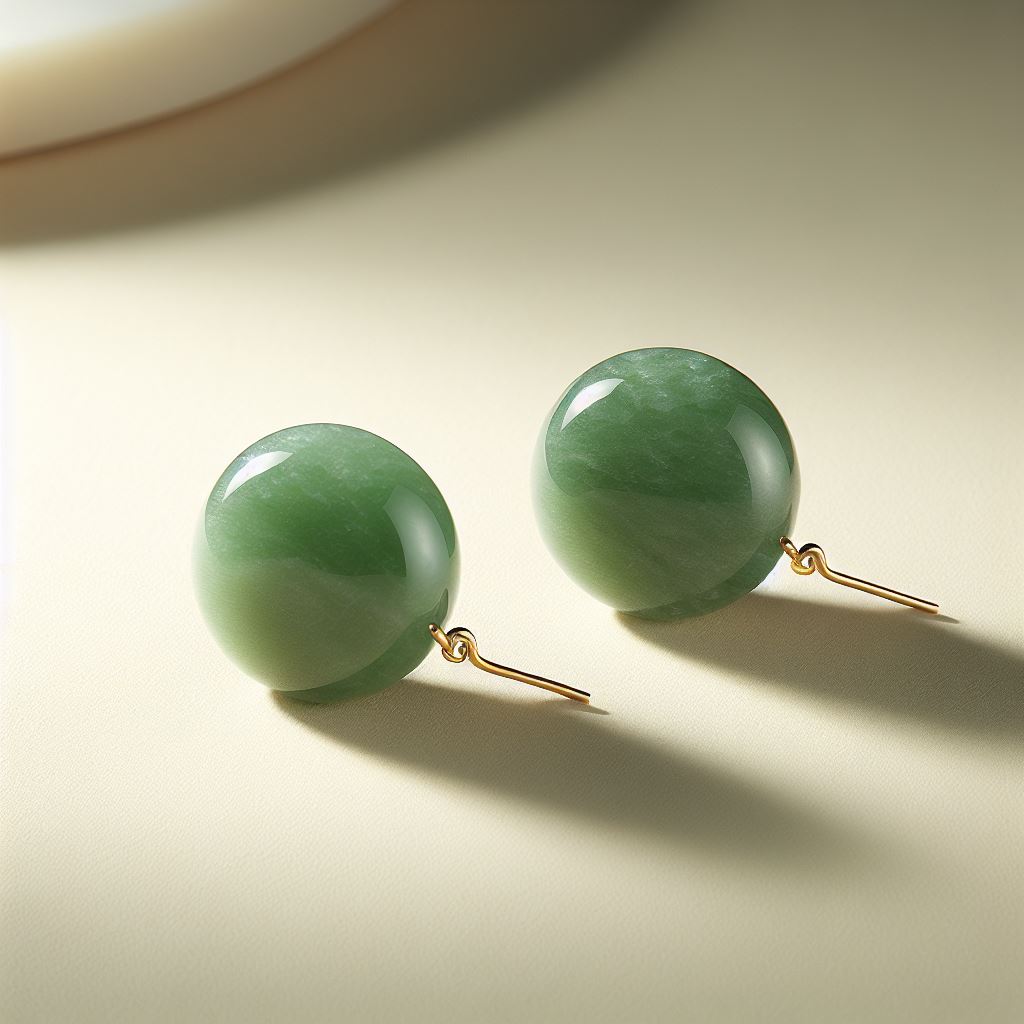 Detalle de los broches de los Aretes de Jade Redondos, mostrando su seguridad.