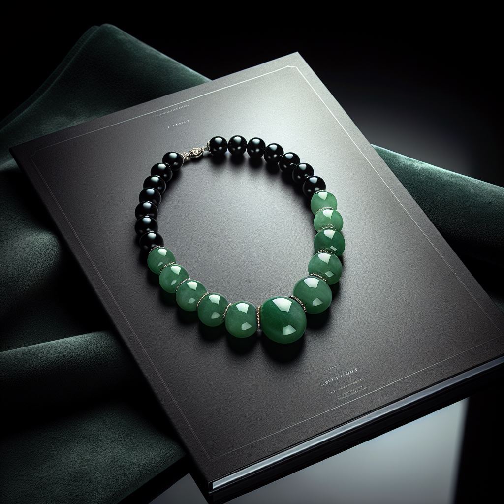 Collar de Jade Clásico mostrado en un maniquí para apreciar su longitud y caída.