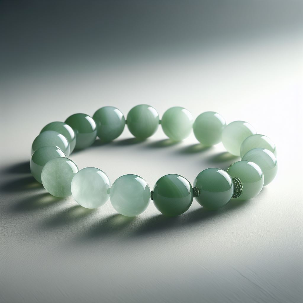 Detalle de las piedras de jade de la Pulsera Natural, resaltando su autenticidad.